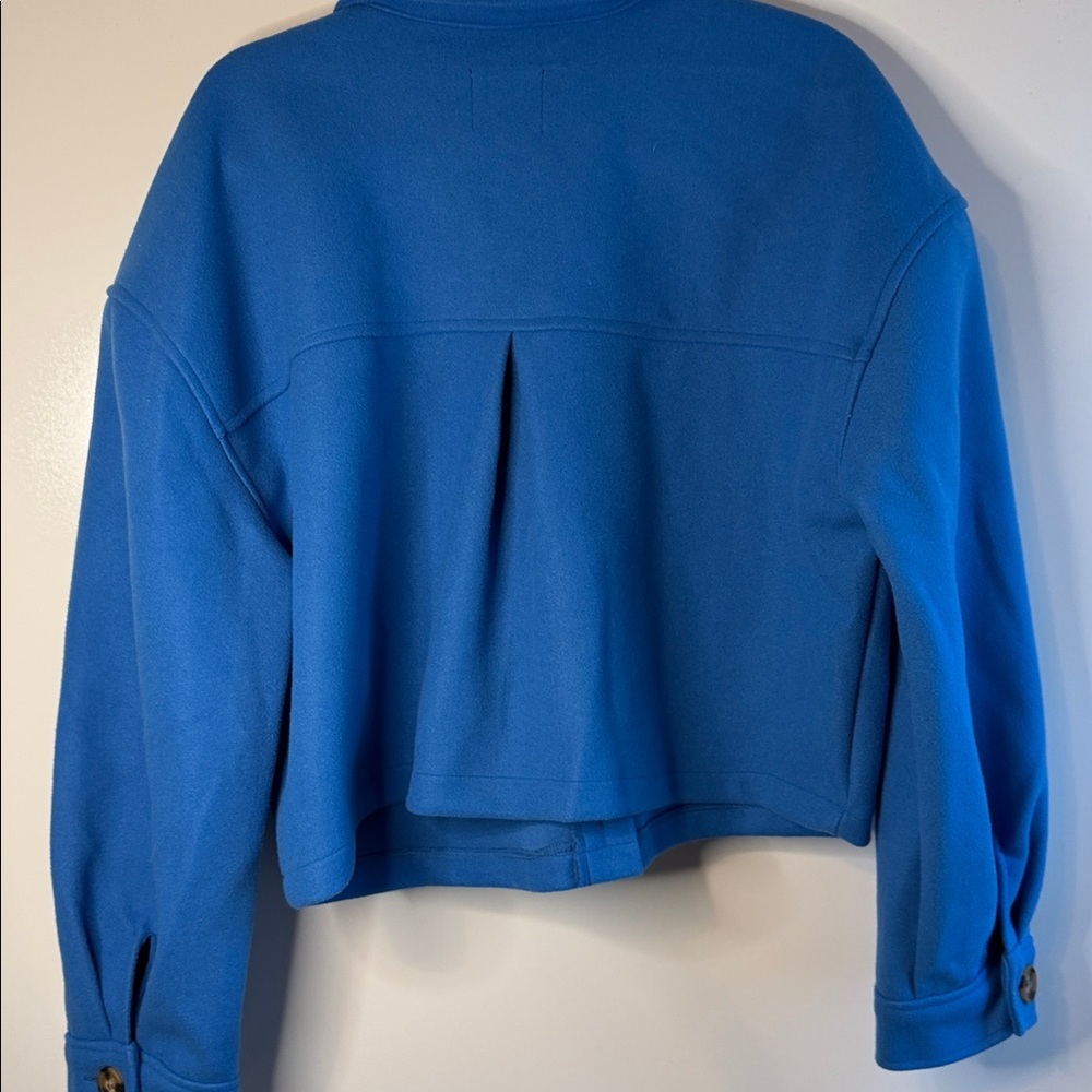 Love Tree Blue Chunky Cropped Casual Boxy Fleece Winter Cozy Jacket Size L - Picture 3 of 5